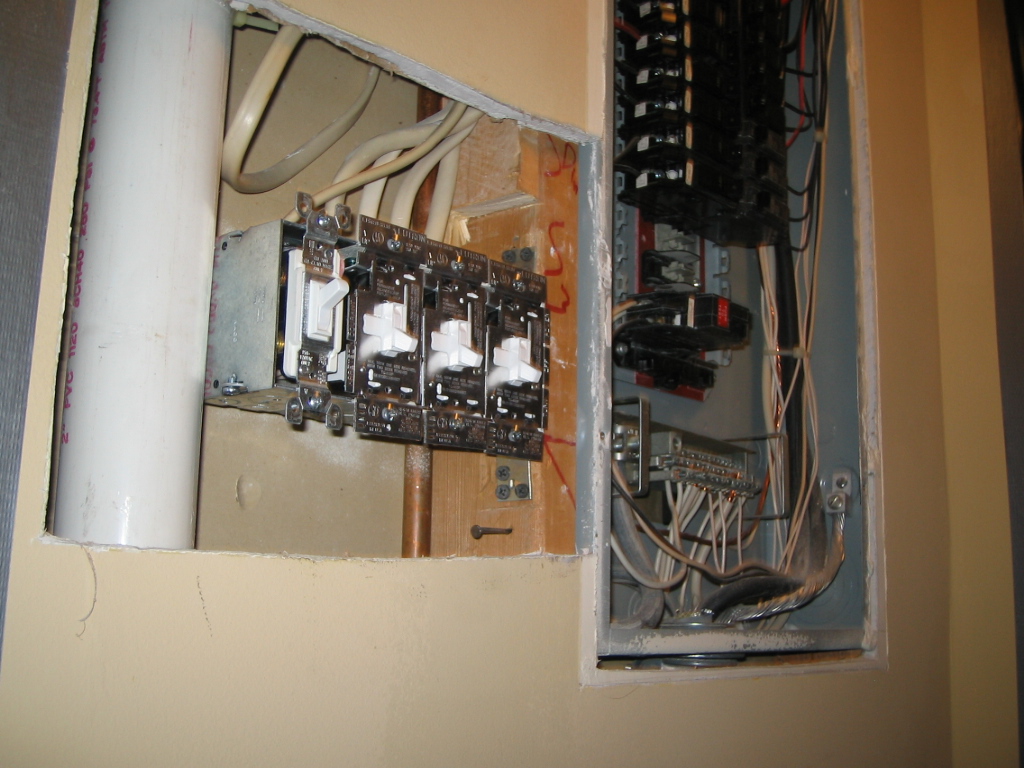 Home breaker panel next to wall switches