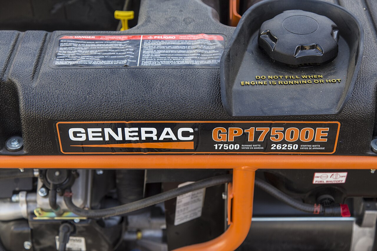 Portable generator running outdoors